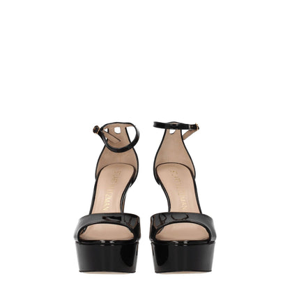 Stuart Weitzman Black Leather Platform Sandals