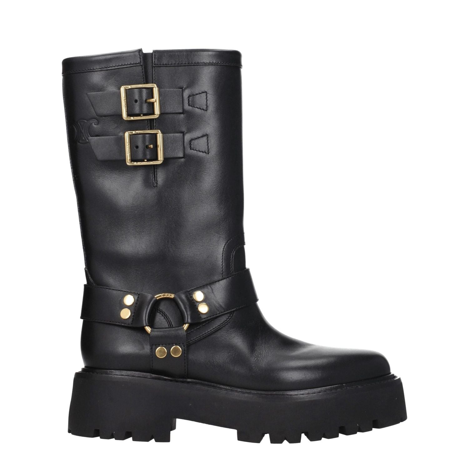 Celine Gold Leather Ankle Boots