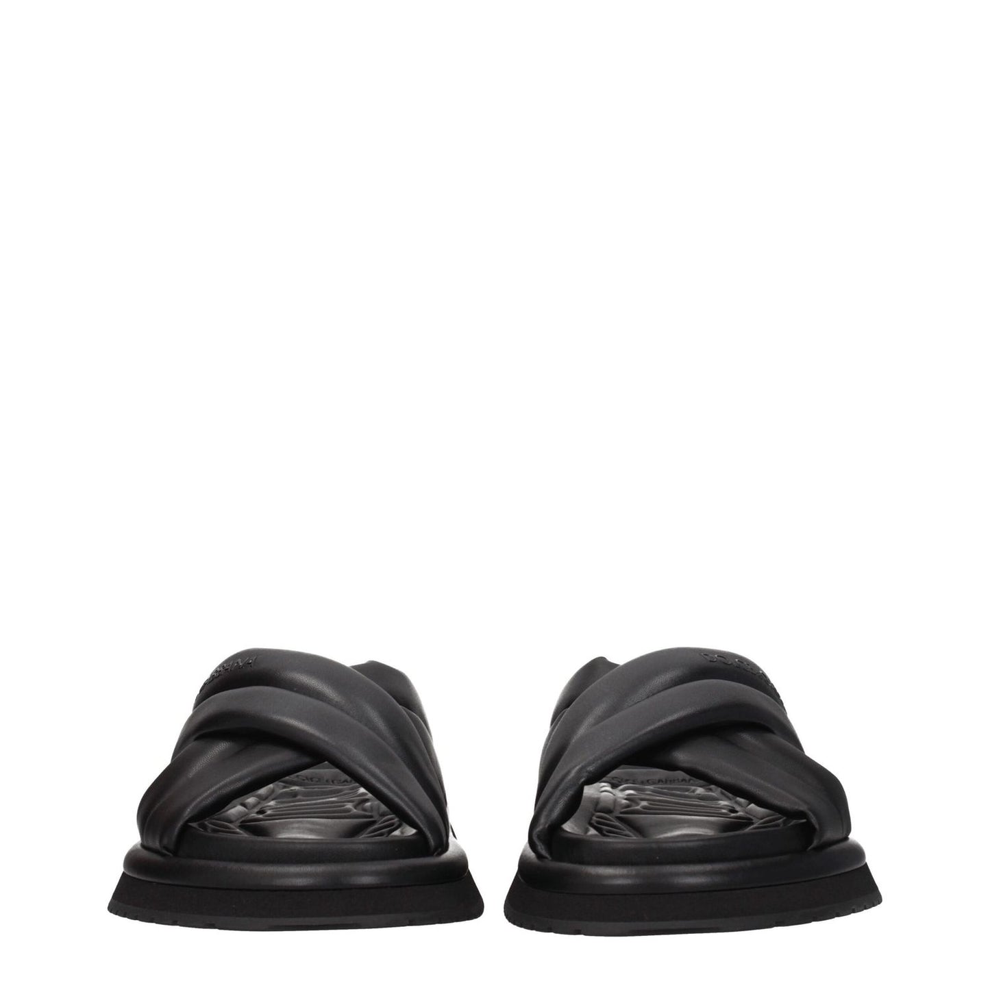 Dolce & Gabbana Black Leather Slippers