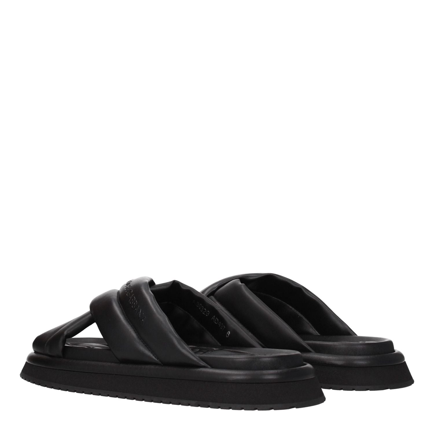 Dolce & Gabbana Black Leather Slippers