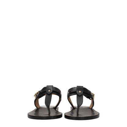 Isabel Marant Black Leather Flip-Flop Sandals
