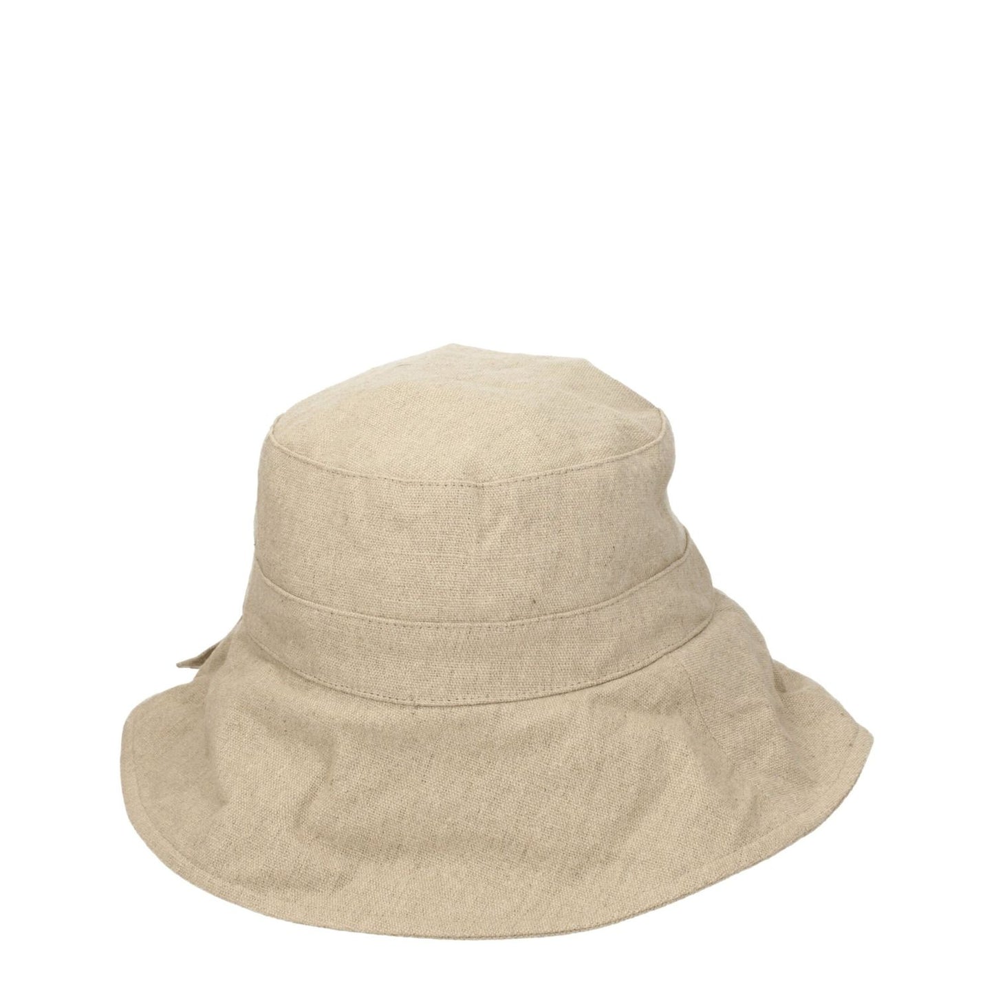 Jacquemus Beige Linen Bucket Hat in 100% linen, casual style with dark beige color, MPN 235AC4481029150. Perfect summer accessory.