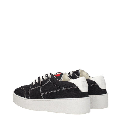 Ami Paris Black Fabric Low Top Sneakers with lace-up closure, rubber soles, and white accents, showcasing a casual design ideal for everyday wear.