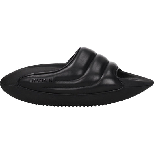Balmain Black Leather Slippers Sandals BA-8547345924361-EU38/US8