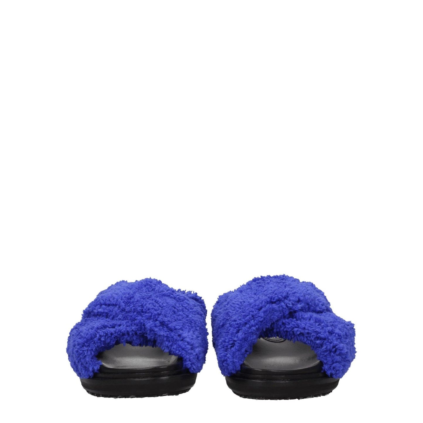 Marni Purple Fabric Slippers with open toe and side logo, low flat heel, casual style, made from purple fabric with black rubber sole.