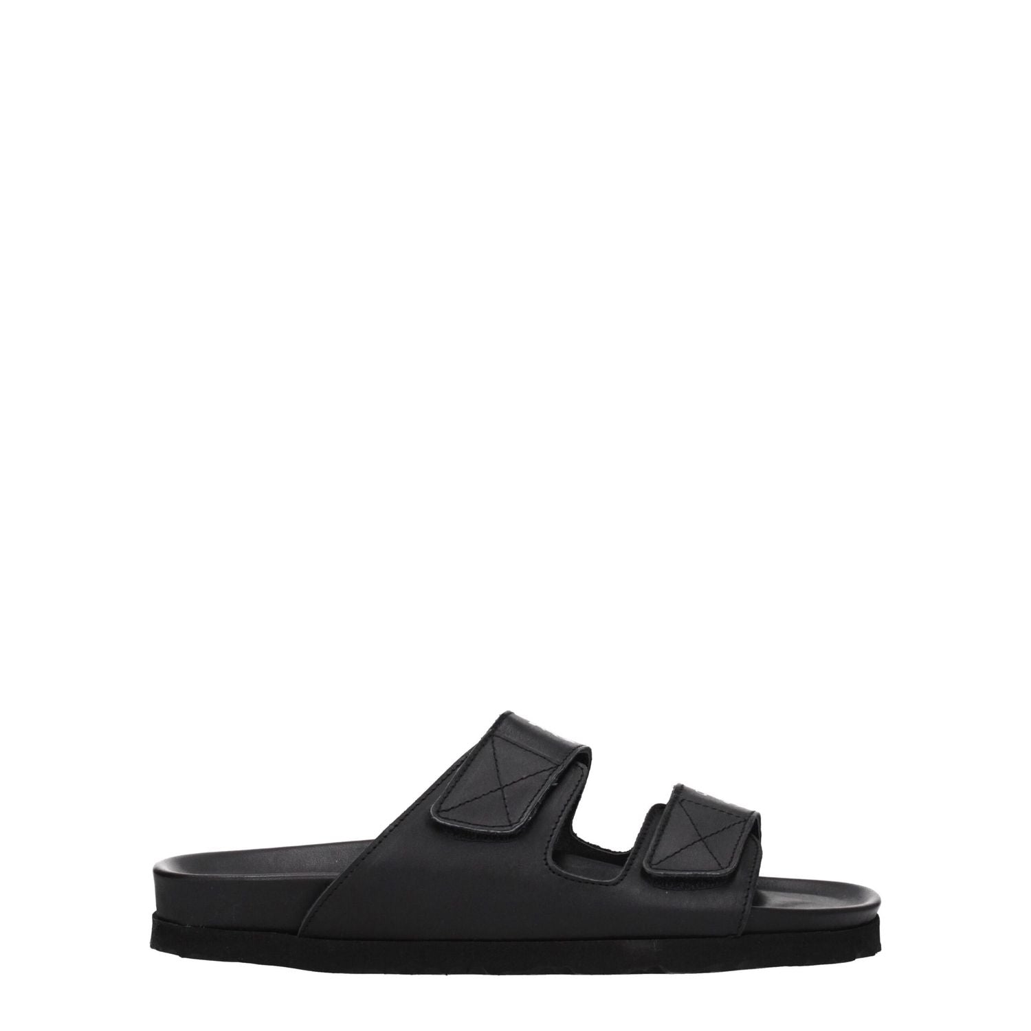 Palm Angels Black Leather Slippers