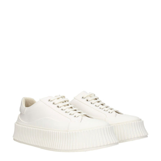 Jil Sander White Fabric Platform Sneakers JI-8547352609033-EU39/US6