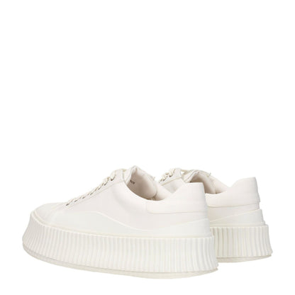 Jil Sander White Fabric Platform Sneakers