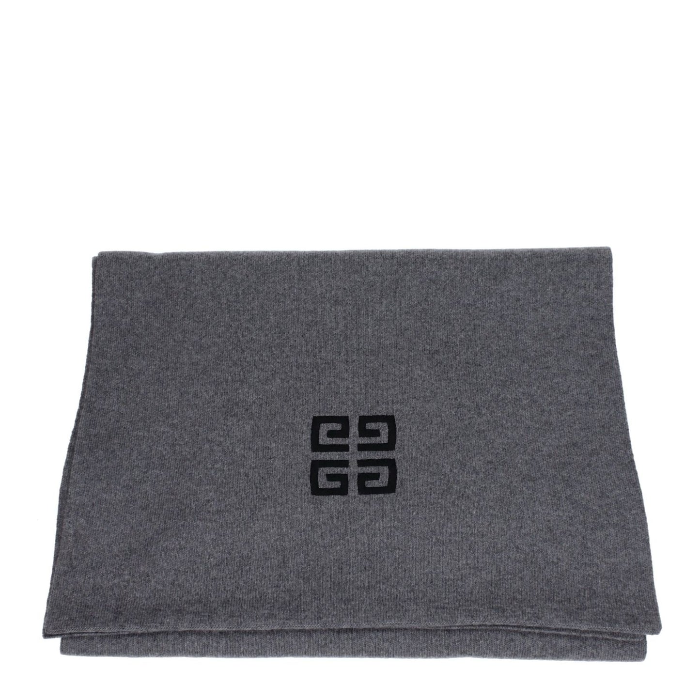 Givenchy Gray Wool Scarf made of 70% wool and 30% cashmere, featuring a logo design. Casual style in Wolf Grey. MPN: BP007RP0H7097