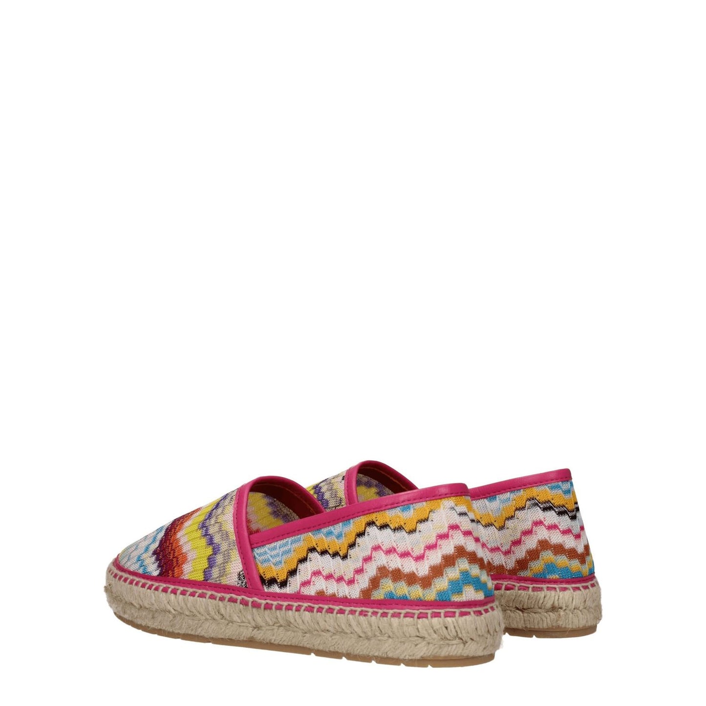 Missoni Multicolor Fabric Espadrilles with vintage style, rubber sole, and round toe, showcasing vibrant zigzag pattern design.
