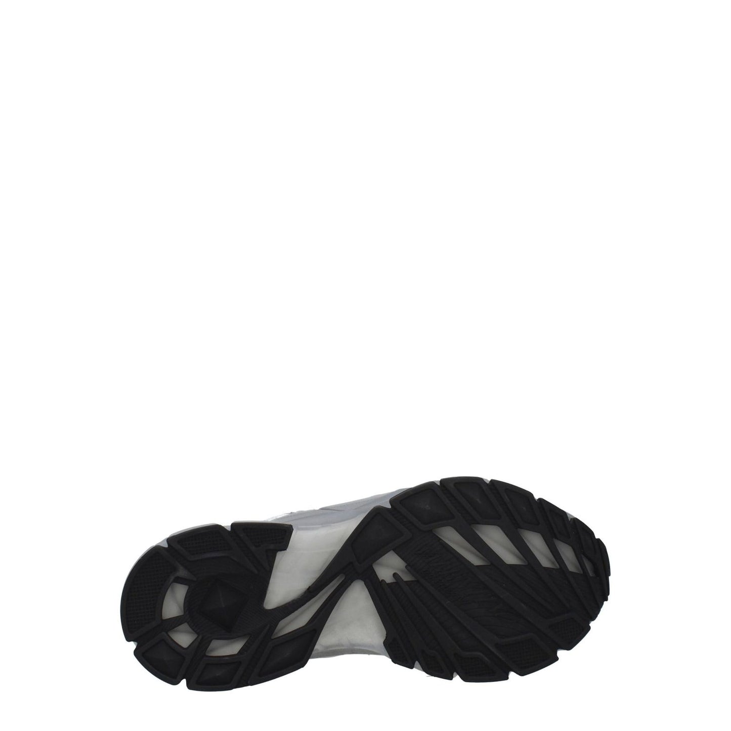 Outsole view of Valentino Garavani Gray Fabric Athletic Sneakers with black rubber sole, MPN S0F57KJU74E.