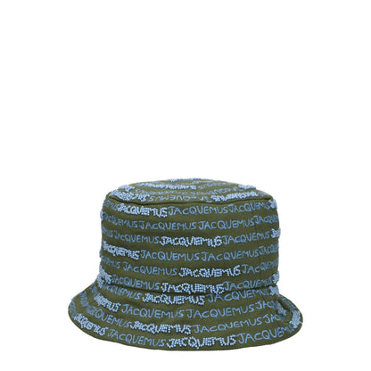 Jacquemus Green Cotton Bucket Hat with logo and beaded embellishments in green and khaki. Casual style, MPN 235AC4515012560.