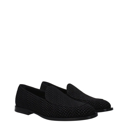 Dolce & Gabbana Black Velvet Slip-On Loafers
