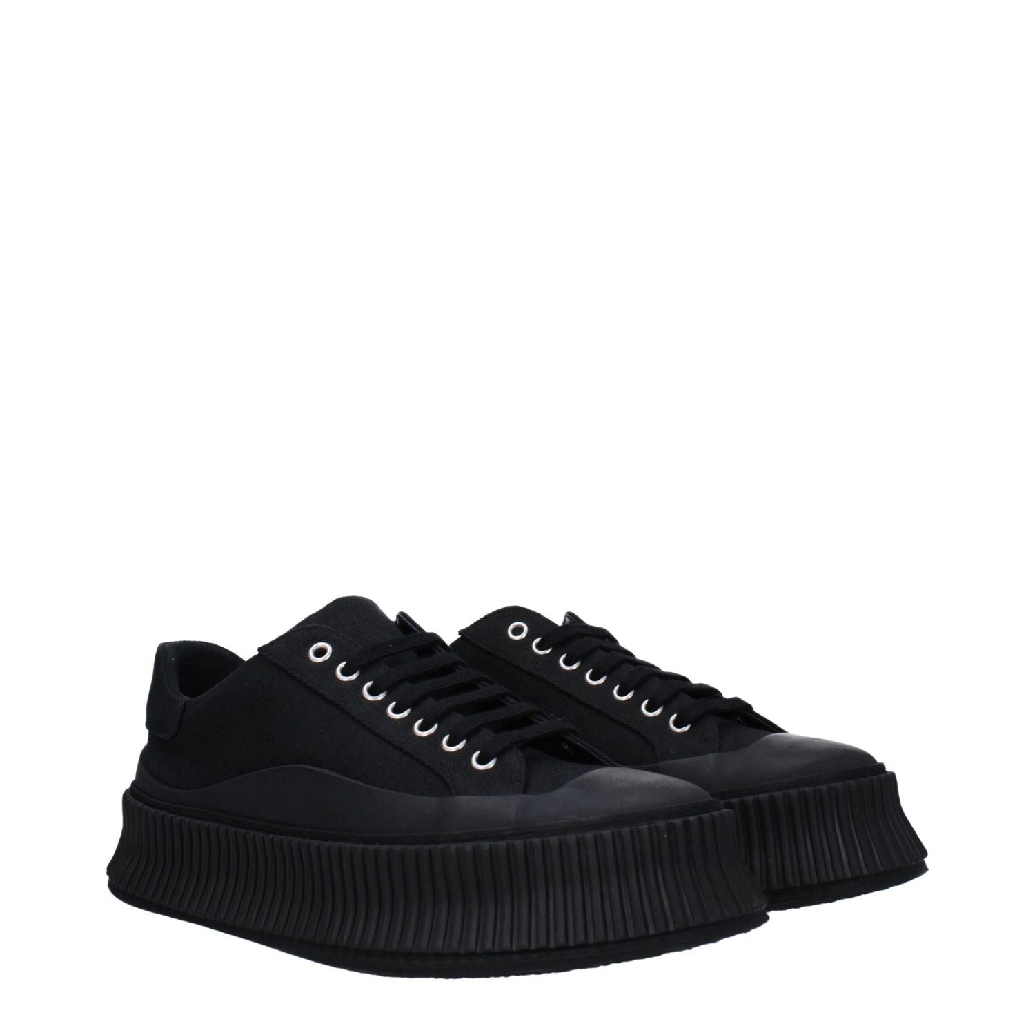 Jil Sander Black Fabric Platform Sneakers