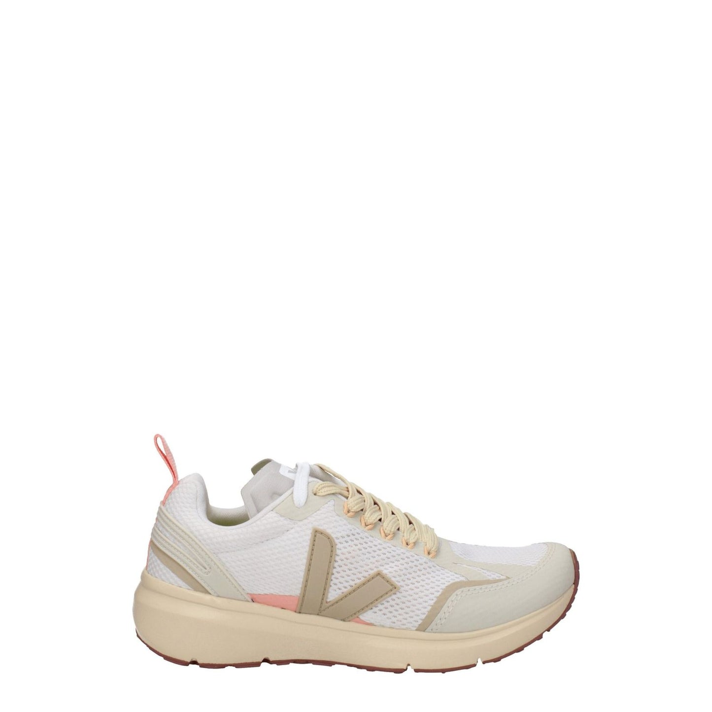 Veja Beige Fabric Athletic Sneakers with front and side logo design, lace-up closure, rubber sole, mid heel. MPN: DCL1803226A.