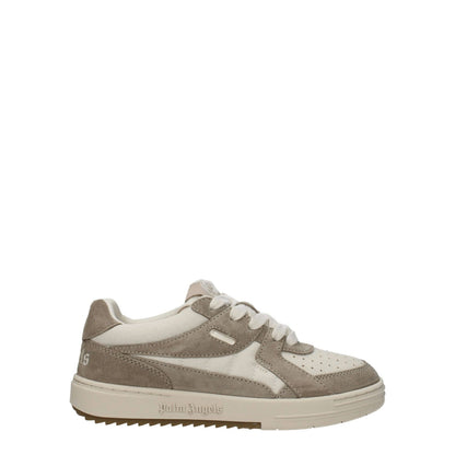 Palm Angels Beige Fabric Low Top Sneakers with logos and rubber sole.