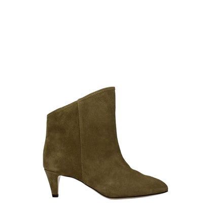 Isabel Marant Gray Leather Ankle Boots with mid heel, pointy toe, suede material, and turtledove secondary color, MPN BO0024FAA1A32S50TA.