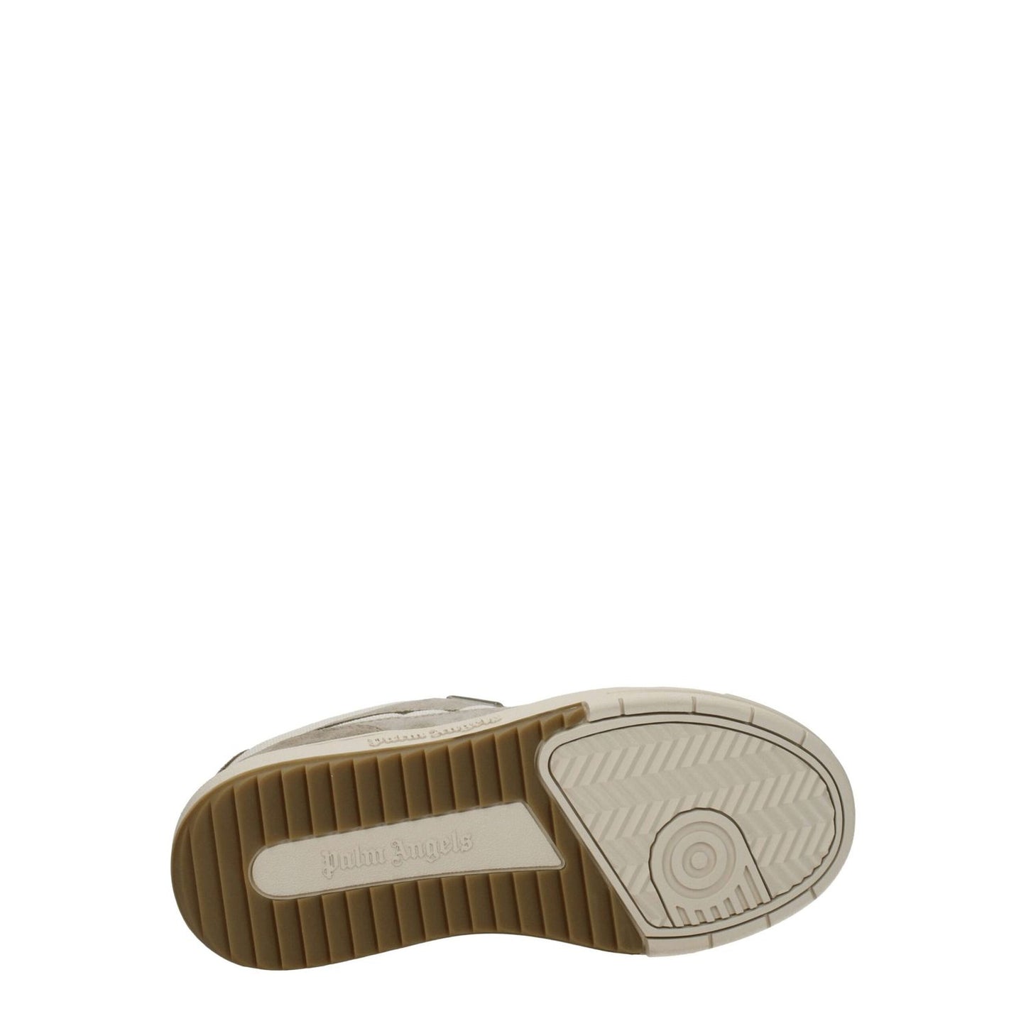 Sole view of Palm Angels Beige Fabric Low Top Sneakers with rubber sole and brand imprint.