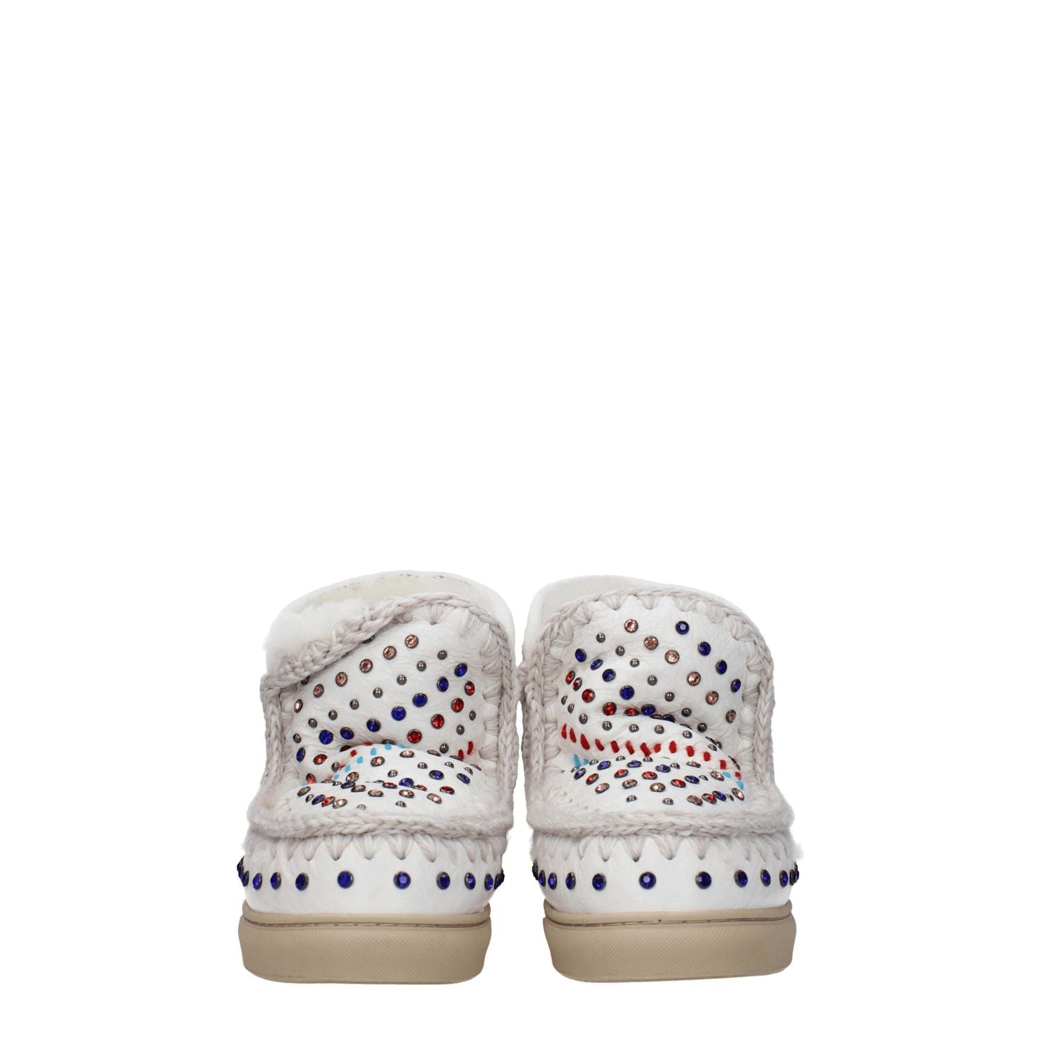 Mou White Leather Ankle Boots