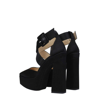 Jimmy Choo Black Satin Platform Sandals