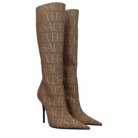 Versace Beige Fabric High Heel Boots VE-8617377366281-EU36/US6