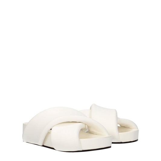 Jil Sander White Leather Slippers Sandals JI-8547354935561-EU36/US6