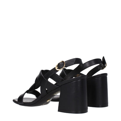 Stuart Weitzman Black Leather Platform Sandals with buckle closure and mid heels, showcasing open toe design and leather sole, MPN IBIZA75SMOSH845BLACK.