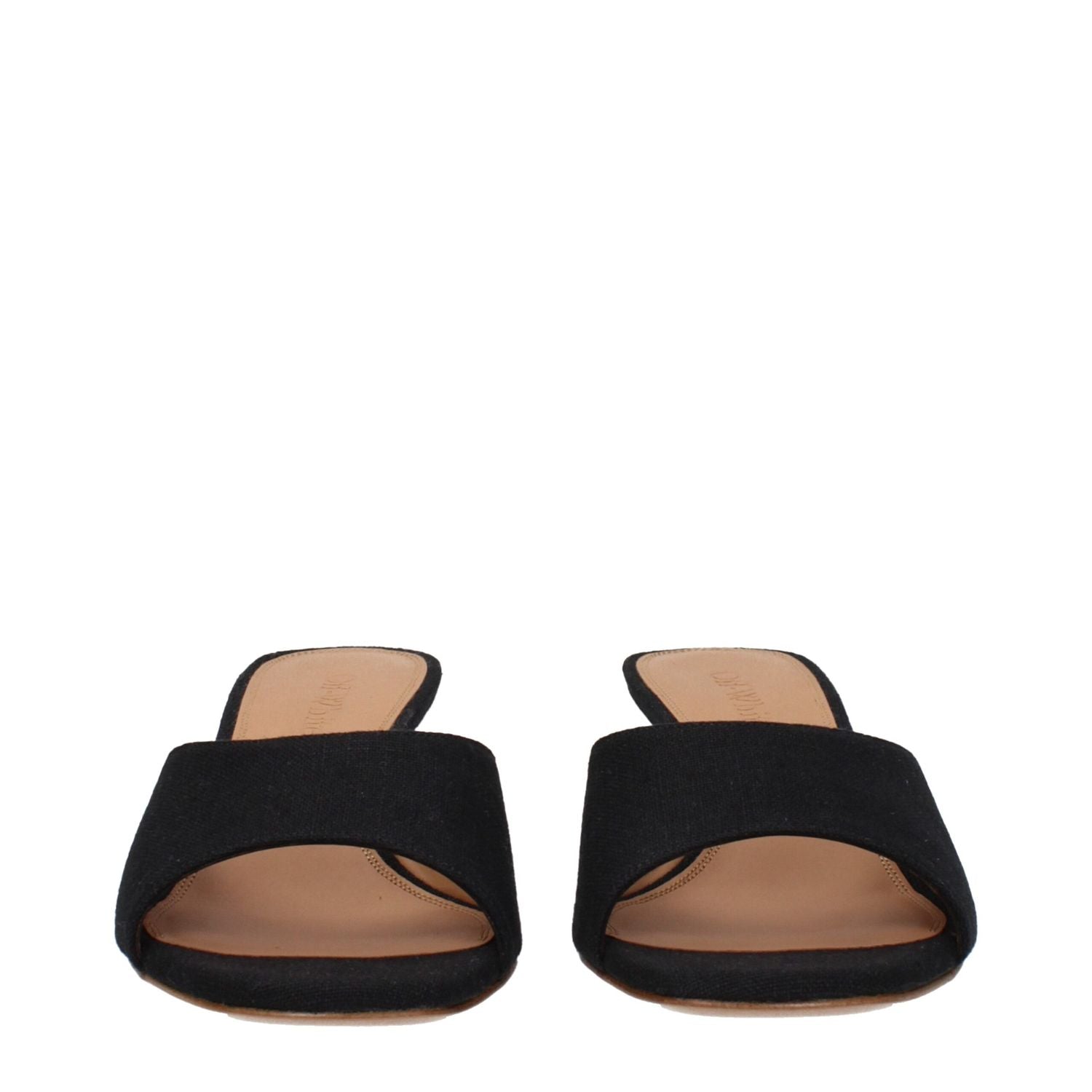Off-White Black Linen Flat Sandals