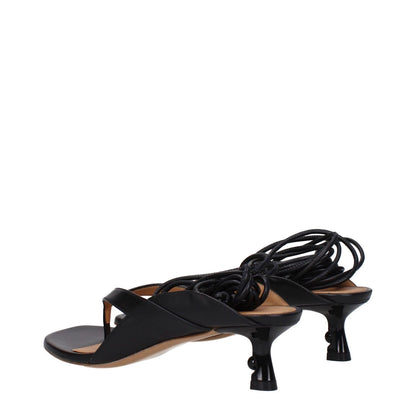 Off-White Black Leather Flip-Flop Sandals