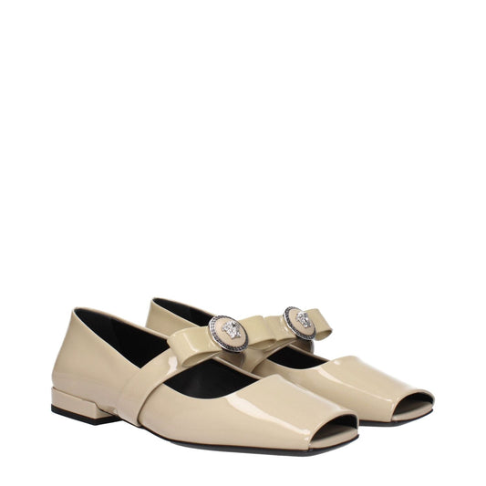 Versace Beige Leather Ballet Flats VE-9256354840841-EU39/US9