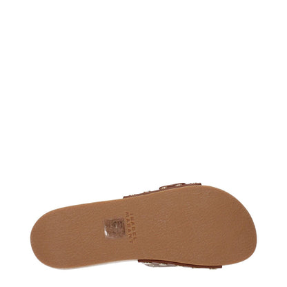 Isabel Marant Brown Leather Slippers with rubber sole, featuring open toe and buckle closure. Casual style, MPN: SO0003FAA1C67S50CO.