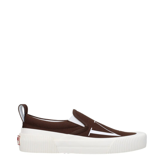 Valentino Garavani Brown Fabric Slip-On Loafers VA-9291033379081-EU40/US7