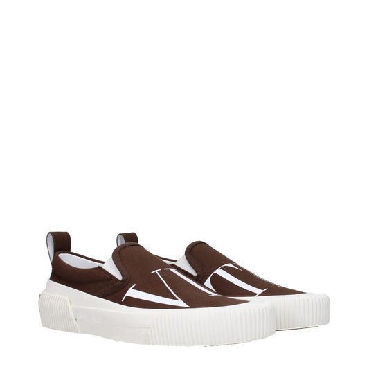Valentino Garavani Brown Fabric Slip-On Loafers VA-9291033379081-EU40/US7