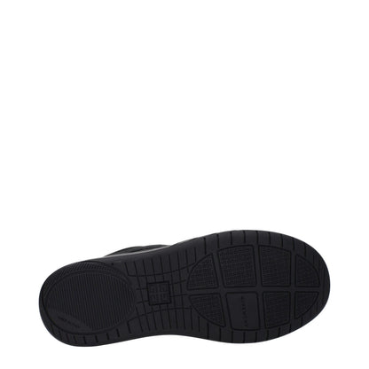 Sole view of Givenchy Black Fabric Low Top Sneakers with rubber sole and designer logos.