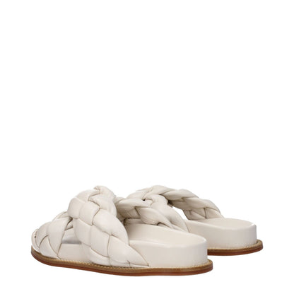Fabiana Filippi Beige Leather Slippers with open toe and rubber sole, casual style, MPN ASD274A929H137, ivory accents.