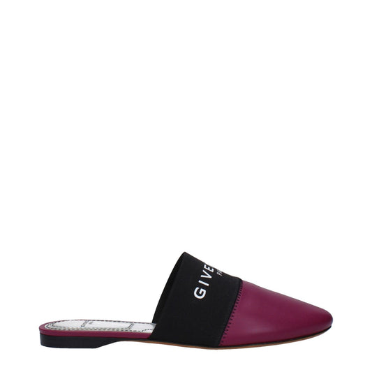 Givenchy Purple Leather Slippers, casual round toe with logo, low flat heel, dark orchid accent, MPN BE2002E01H510, F82373 code.