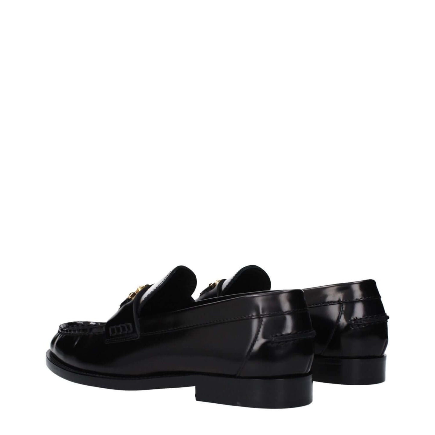 Versace Black Leather Slip-On Loafers