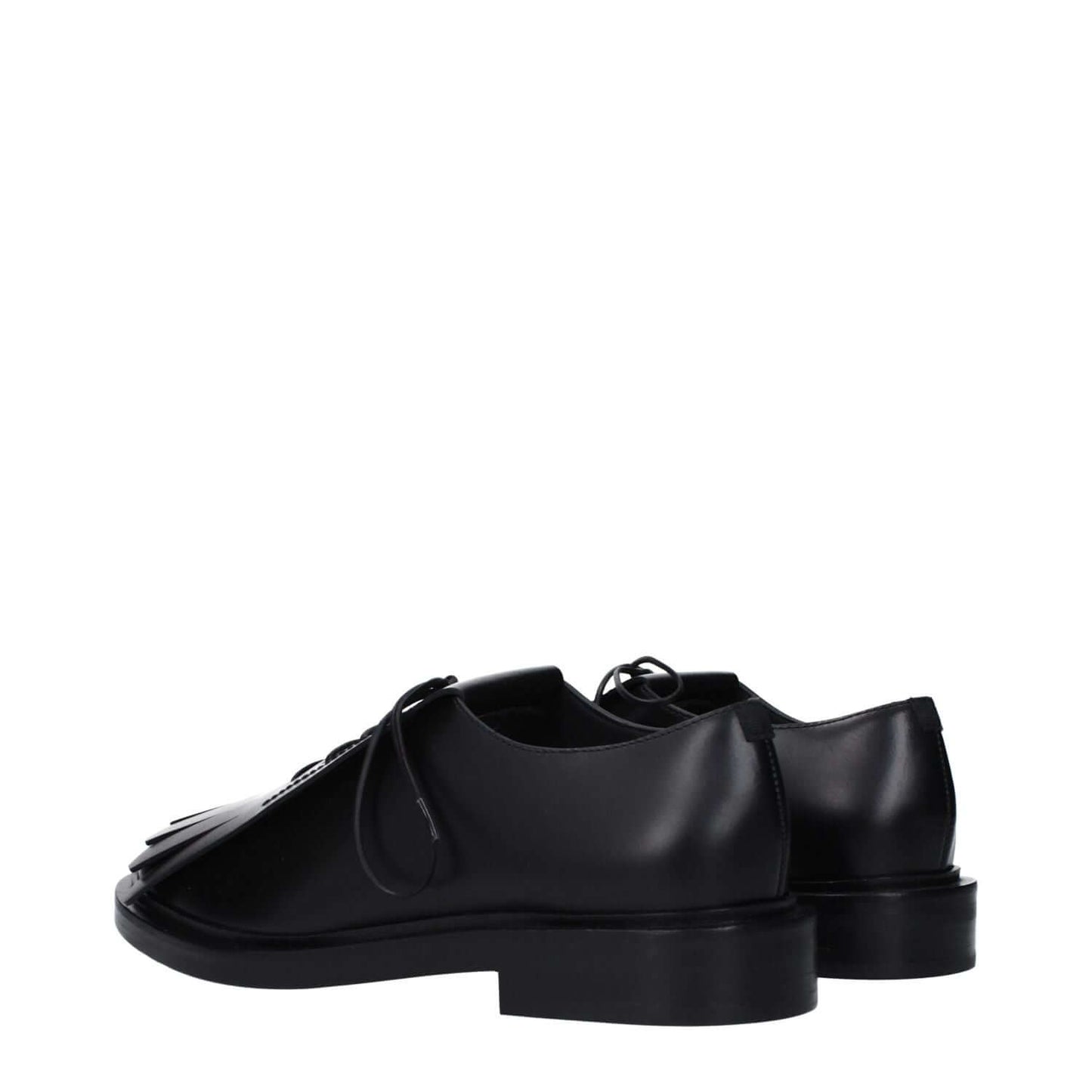 Max Mara Black Leather Oxfords And Derbies with lace-up design, rubber sole, and round toe, suitable for casual wear.
