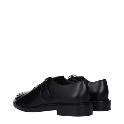 Max Mara Black Leather Oxfords And Derbies with lace-up design, rubber sole, and round toe, suitable for casual wear.