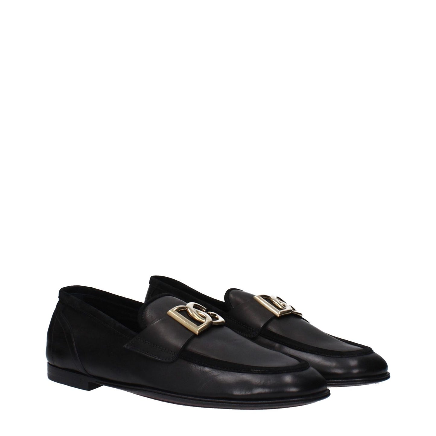 Dolce & Gabbana Black Leather Slip-On Loafers