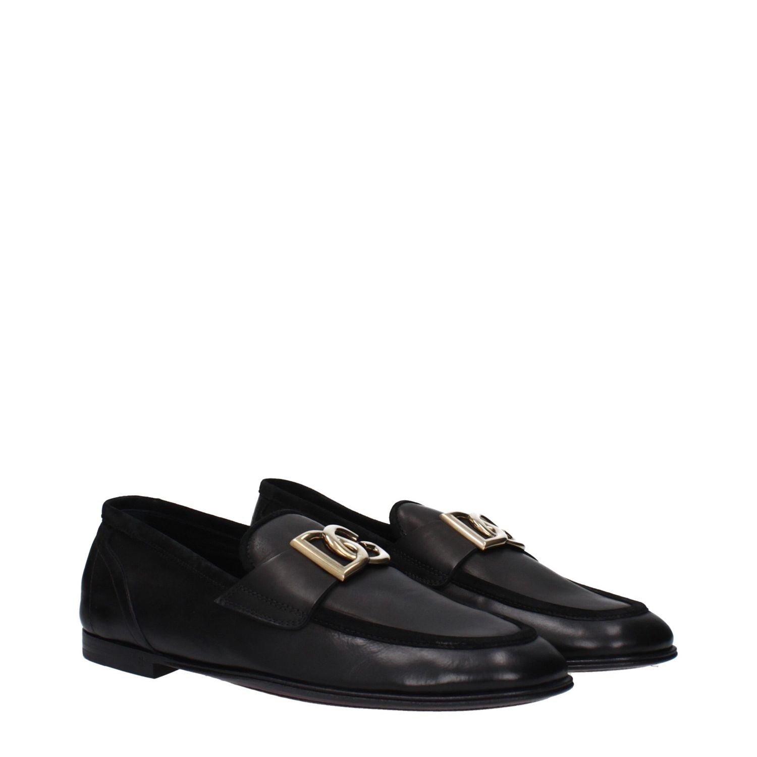 Dolce & Gabbana Black Leather Slip-On Loafers