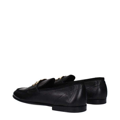 Dolce & Gabbana Black Leather Slip-On Loafers