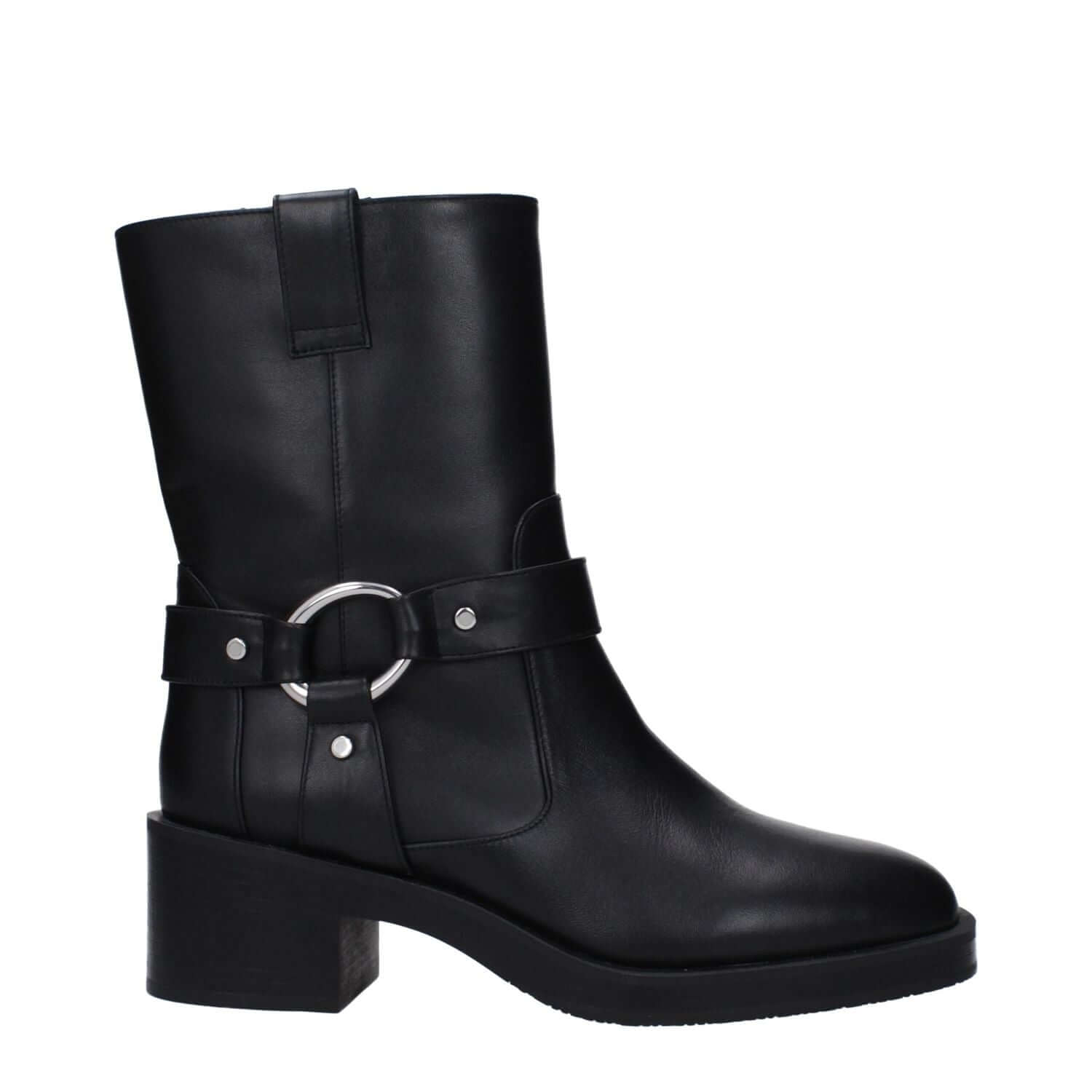 Stuart Weitzman Black Leather Ankle Boots