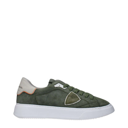 Philippe Model Green Leather Low Top Sneakers with front and back logos, side detail, MPN BTLUNBTB221, code F83280.
