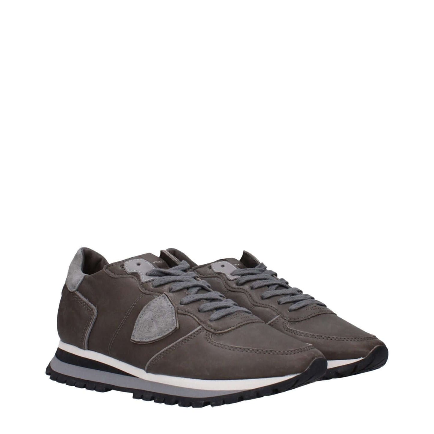 Philippe Model Gray Leather Sneakers