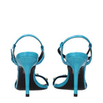 Versace Blue Leather Stiletto Heels Sandals