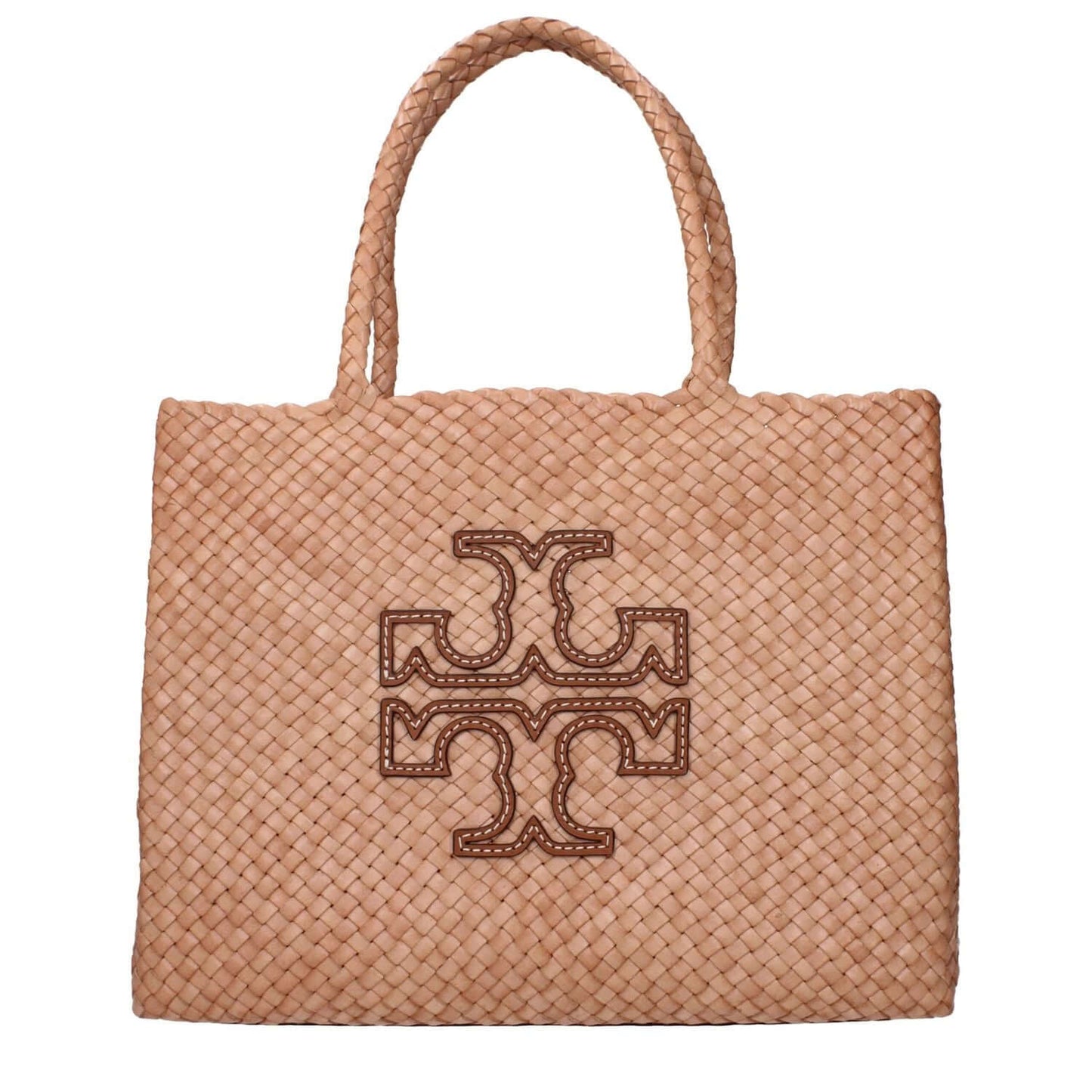 Tory Burch Pink Leather Shoulder Bag with front logo and removable inner clutch.