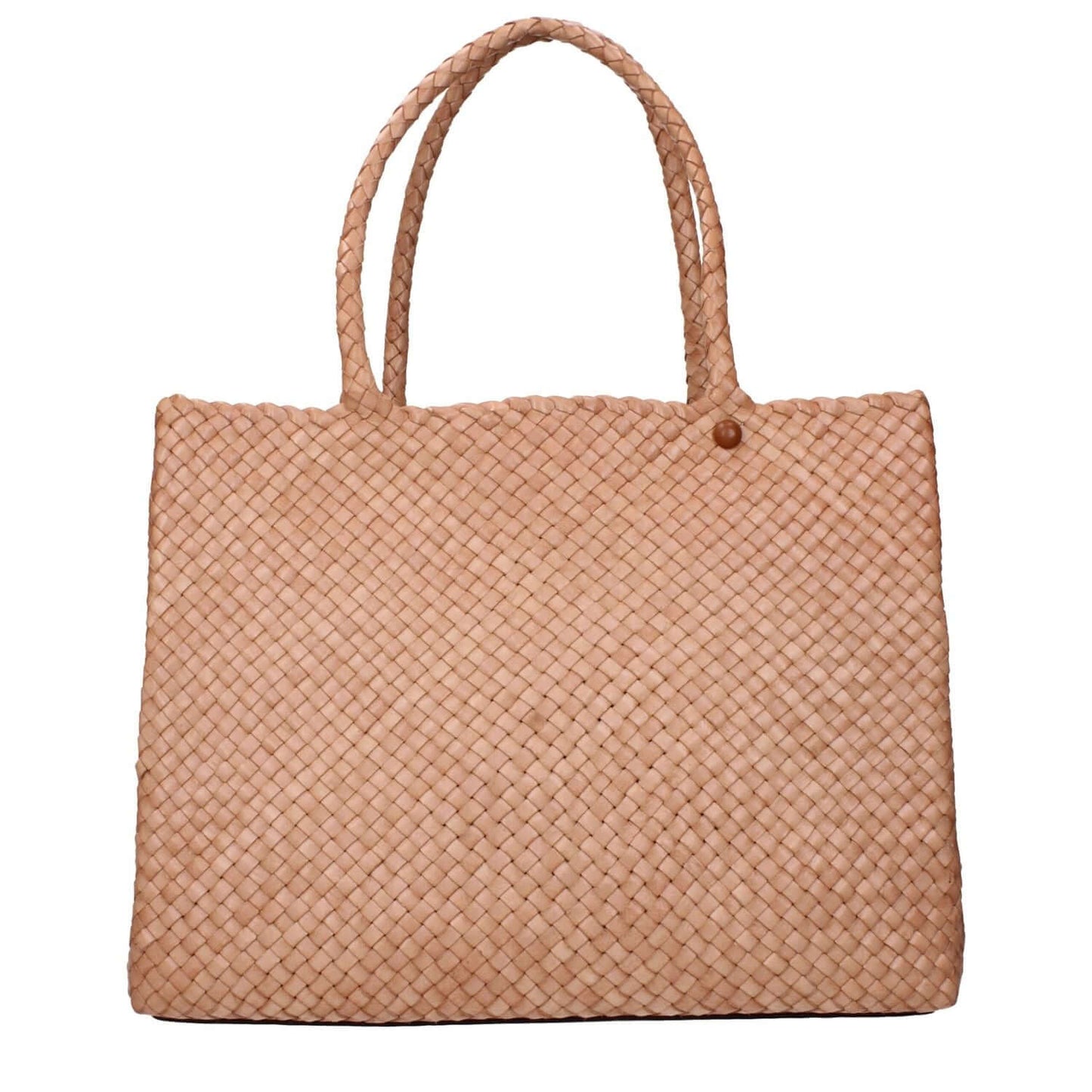 Tory Burch Pink Leather Shoulder Bag with front logo, removable inner clutch; woven design shown.