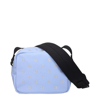 Alexander Wang Light Blue Fabric Crossbody Bag with rhinestones and adjustable shoulder strap
