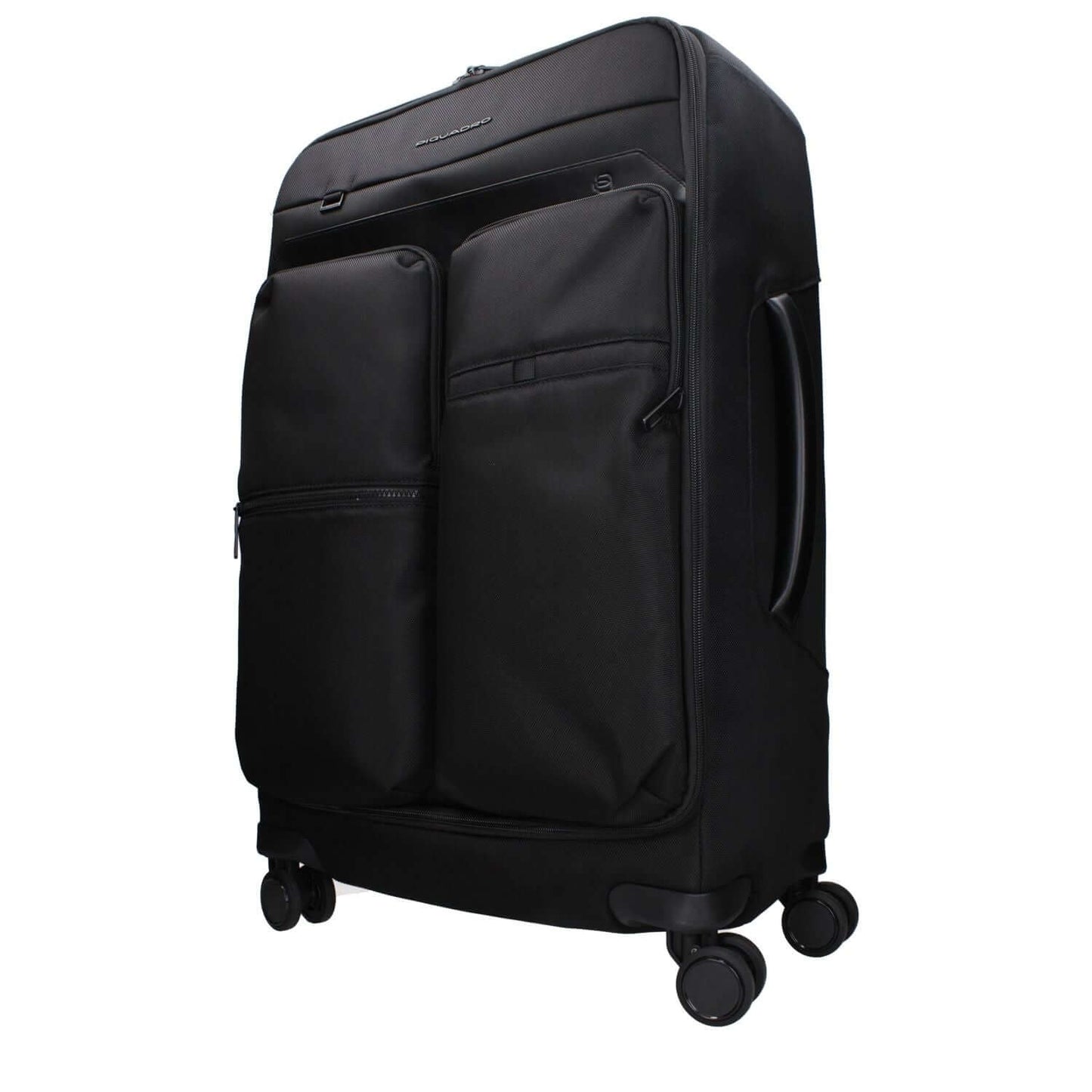 Piquadro Black Fabric Luggage And Travel with adjustable handle, front logo, and removable details. MPN BV4733X19N, code F83832.